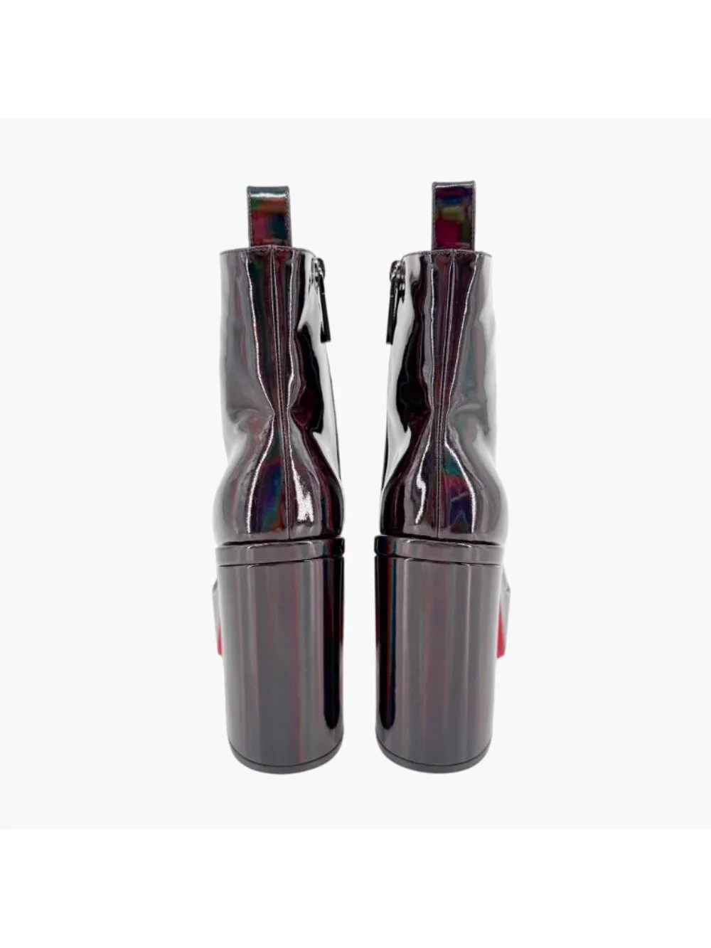 Christian Louboutin Stage Angel Platform Boots Black Holographic Size 37 US 7